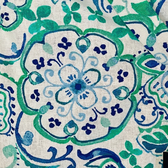 Jones New York NWT 3X Linen Blend Top Blouse Blue Green Medallion Tunic $79 - Picture 2 of 7